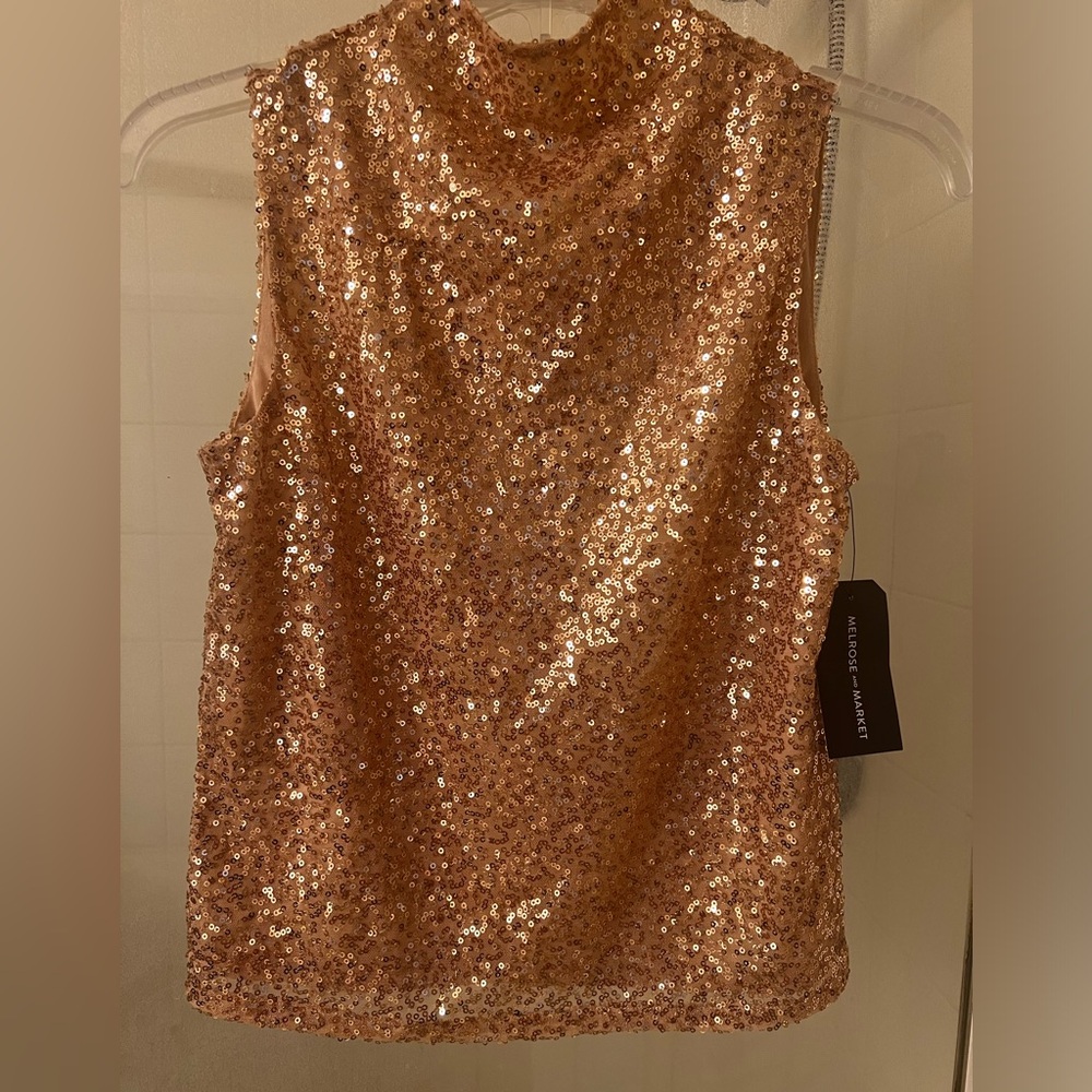 Melrose and Market champagne sequined top